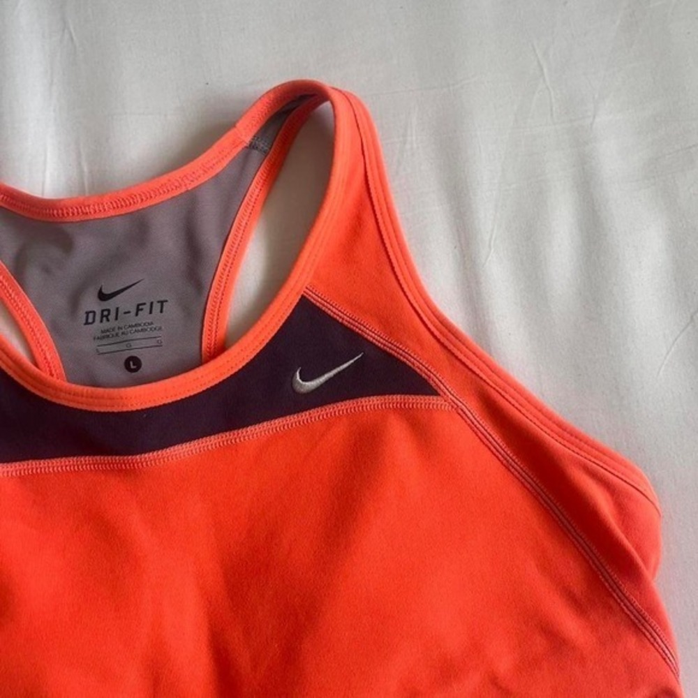 Y2k Nike Racerback Tank Top Womens Sz L Orange Sporty Running Yoga - Picture 4 of 8